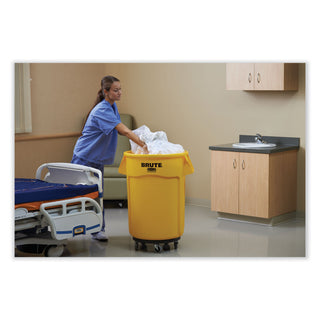Rubbermaid® Commercial Vented Round Brute Container, 44 gal, Plastic, Yellow (RCP2643-60YEL)