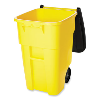 Rubbermaid® Commercial Square Brute Rollout Container, 50 gal, Molded Plastic, Yellow (RCP9W27YEL)