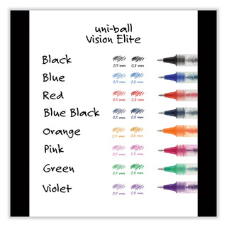 uniball® VISION ELITE Stick Roller Ball Pen, Super-Fine 0.5mm, Black Ink, Black Barrel (UBC69000)