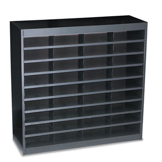 Safco® Steel/Fiberboard E-Z Stor Sorter, 36 Sections, 37 1/2 x 12 3/4 x 36 1/2, Black (SAF9221BLR)