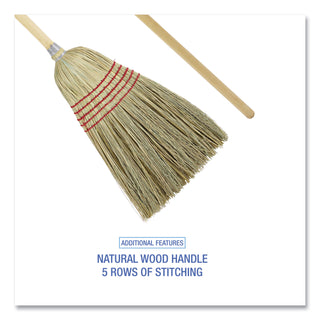 Boardwalk® Parlor Broom, Yucca/Corn Fiber Bristles, 55.5" Overall Length, Natural (BWK926YEA)