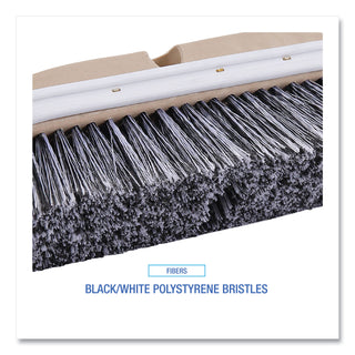 Boardwalk® Polystyrene Vehicle Brush with Vinyl Bumper, Black/White Polystyrene Bristles, 10" Brush (BWK8410)