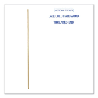 Boardwalk® Threaded End Broom Handle, Lacquered Wood, 0.94" dia x 60", Natural (BWK122)
