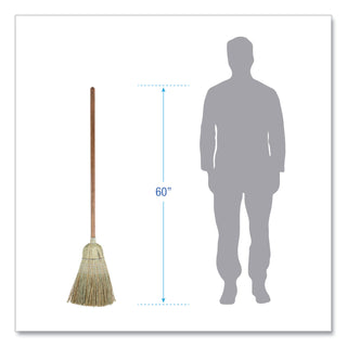 Boardwalk® Corn/Fiber Brooms, Corn/Synthetic Fiber Bristles, 60" Overall Length, Gray/Natural, 6/Carton (BR10002BW)