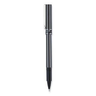 uniball® Deluxe Stick Roller Ball Pen, Micro 0.5mm, Black Ink, Metallic Gray Barrel, Dozen (UBC60025)