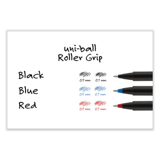 uniball® Deluxe Stick Roller Ball Pen, Micro 0.5mm, Black Ink, Metallic Gray Barrel, Dozen (UBC60025)