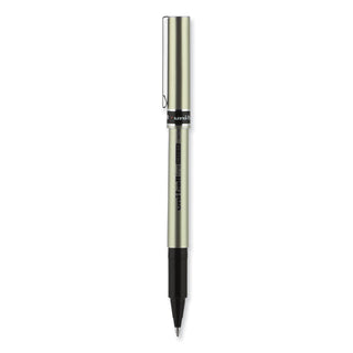 uniball® Deluxe Stick Roller Ball Pen, Fine 0.7mm, Black Ink, Champagne Barrel, Dozen (UBC60052)