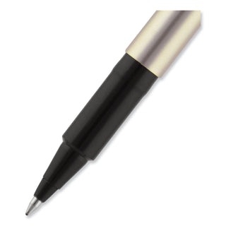 uniball® Deluxe Stick Roller Ball Pen, Fine 0.7mm, Black Ink, Champagne Barrel, Dozen (UBC60052)