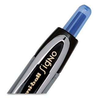 uniball® Signo 207 Retractable Gel Pen, Micro 0.5mm, Blue Ink, Smoke/Black/Blue Barrel, Dozen (UBC61256)