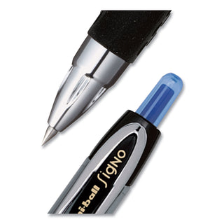 uniball® Signo 207 Retractable Gel Pen, Micro 0.5mm, Blue Ink, Smoke/Black/Blue Barrel, Dozen (UBC61256)