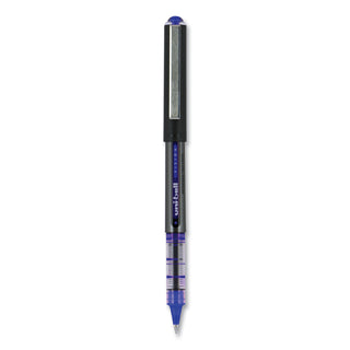 uniball® VISION Stick Roller Ball Pen, Micro 0.5mm, Blue Ink, Blue/Gray Barrel, Dozen (UBC60108)
