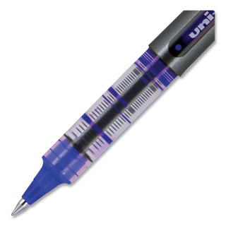 uniball® VISION Stick Roller Ball Pen, Micro 0.5mm, Blue Ink, Blue/Gray Barrel, Dozen (UBC60108)