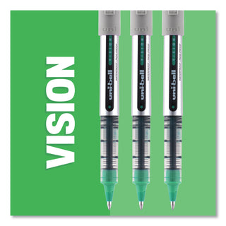 uniball® VISION Stick Roller Ball Pen, Micro 0.5mm, Blue Ink, Blue/Gray Barrel, Dozen (UBC60108)