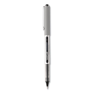 uniball® VISION Stick Roller Ball Pen, Fine 0.7mm, Black Ink, Black/Gray Barrel, Dozen (UBC60126)