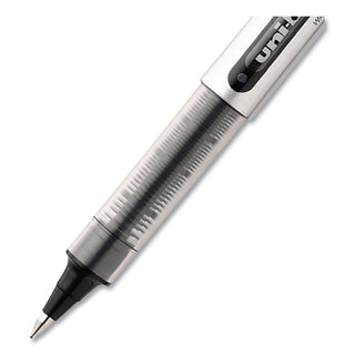 uniball® VISION Stick Roller Ball Pen, Fine 0.7mm, Black Ink, Black/Gray Barrel, Dozen (UBC60126)