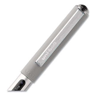 uniball® VISION Stick Roller Ball Pen, Fine 0.7mm, Black Ink, Black/Gray Barrel, Dozen (UBC60126)