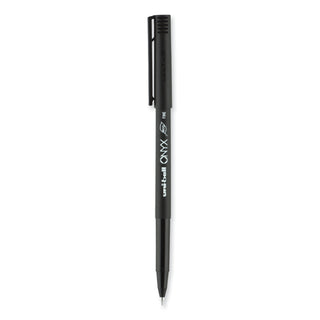 uniball® ONYX Stick Roller Ball Pen, Fine 0.7mm, Black Ink, Black Matte Barrel, Dozen (UBC60143)