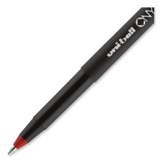 uniball® ONYX Stick Roller Ball Pen, Fine 0.7mm, Red Ink, Black Matte Barrel, Dozen (UBC60144)