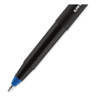 uniball® ONYX Stick Roller Ball Pen, Fine 0.7mm, Blue Ink, Black Matte Barrel, Dozen (UBC60145)