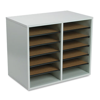 Safco® Fiberboard Literature Sorter, 12 Sections, 19 5/8 x 11 7/8 x 16 1/8, Gray (SAF9420GR)