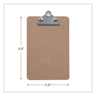Universal® Hardboard Clipboard, 0.75" Clip Capacity, Holds 5 x 8 Sheets, Brown, 3/Pack (UNV05610VP)