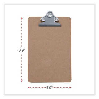 Universal® Hardboard Clipboard, 0.75" Clip Capacity, Holds 5 x 8 Sheets, Brown (UNV05610)