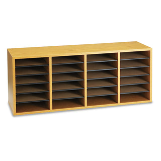 Safco® Wood/Laminate Sorter, 24 Sections, 39 1/4 x 11 3/4 x 16 1/4, Medium Oak (SAF9423MO)
