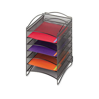Safco® Onyx Steel Mesh Lliterature Sorter, Six Compartments, Black (SAF9431BL)