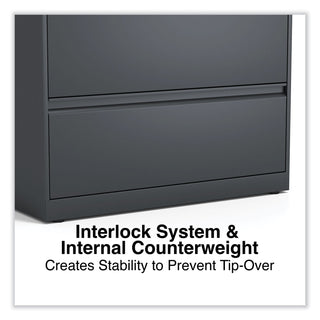 Alera® Lateral File, 2 Legal/Letter/A4/A5-Size File Drawers, Charcoal, 36" x 18" x 28" (ALEHLF3629CC)