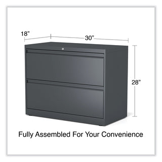 Alera® Lateral File, 2 Legal/Letter/A4/A5-Size File Drawers, Charcoal, 36" x 18" x 28" (ALEHLF3629CC)