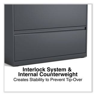 Alera® Lateral File, 3 Legal/Letter/A4/A5-Size File Drawers, Charcoal, 36" x 18" x 39.5" (ALEHLF3641CC)