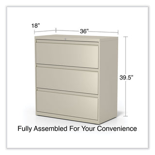 Alera® Lateral File, 3 Legal/Letter/A4/A5-Size File Drawers, Putty, 36" x 18" x 39.5" (ALEHLF3641PY)