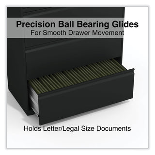 Alera® Lateral File, 4 Legal/Letter-Size File Drawers, Black, 36" x 18" x 52.5" (ALEHLF3654BL)