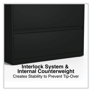 Alera® Lateral File, 4 Legal/Letter-Size File Drawers, Black, 36" x 18" x 52.5" (ALEHLF3654BL)