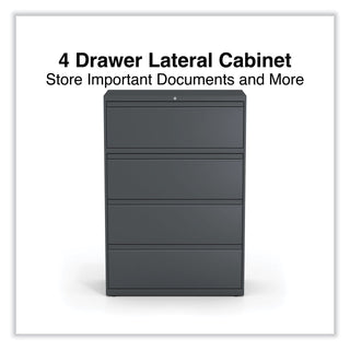 Alera® Lateral File, 4 Legal/Letter/A4/A5-Size File Drawers, Charcoal, 36" x 18" x 52.5" (ALEHLF3654CC)