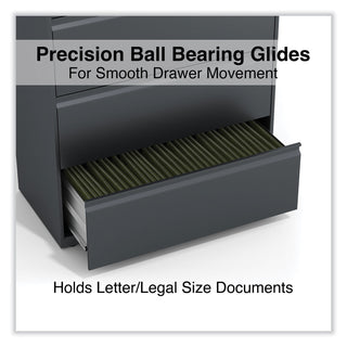 Alera® Lateral File, 4 Legal/Letter/A4/A5-Size File Drawers, Charcoal, 36" x 18" x 52.5" (ALEHLF3654CC)