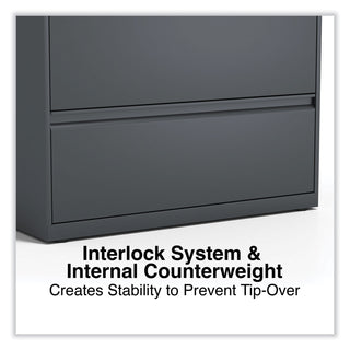 Alera® Lateral File, 4 Legal/Letter/A4/A5-Size File Drawers, Charcoal, 36" x 18" x 52.5" (ALEHLF3654CC)