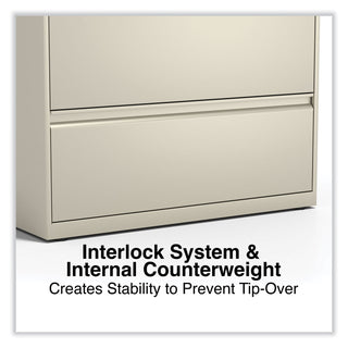 Alera® Lateral File, 4 Legal/Letter-Size File Drawers, Putty, 36" x 18" x 52.5" (ALEHLF3654PY)