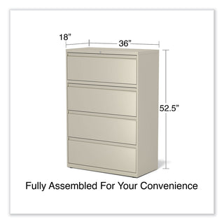 Alera® Lateral File, 4 Legal/Letter-Size File Drawers, Putty, 36" x 18" x 52.5" (ALEHLF3654PY)
