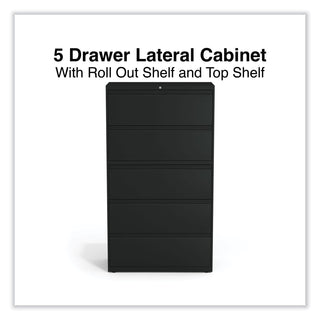 Alera® Lateral File, 5 Legal/Letter/A4/A5-Size File Drawers, Black, 36" x 18" x 64.25" (ALEHLF3667BL)