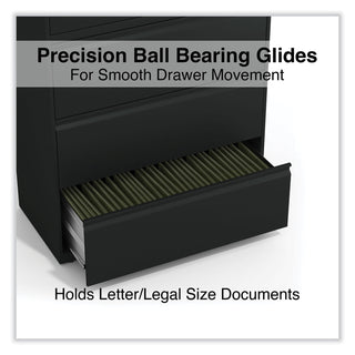 Alera® Lateral File, 5 Legal/Letter/A4/A5-Size File Drawers, Black, 36" x 18" x 64.25" (ALEHLF3667BL)