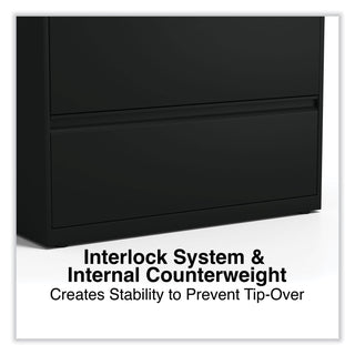 Alera® Lateral File, 5 Legal/Letter/A4/A5-Size File Drawers, Black, 36" x 18" x 64.25" (ALEHLF3667BL)