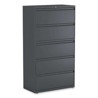 Alera® Lateral File, 5 Legal/Letter/A4/A5-Size File Drawers, Charcoal, 36" x 18" x 64.25" (ALEHLF3667CC)