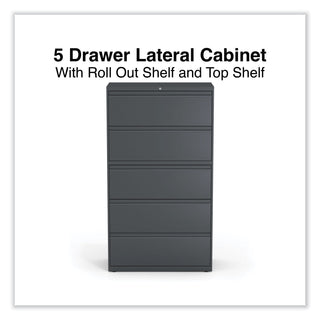 Alera® Lateral File, 5 Legal/Letter/A4/A5-Size File Drawers, Charcoal, 36" x 18" x 64.25" (ALEHLF3667CC)