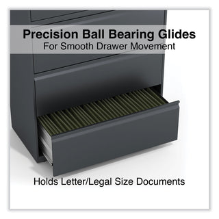Alera® Lateral File, 5 Legal/Letter/A4/A5-Size File Drawers, Charcoal, 36" x 18" x 64.25" (ALEHLF3667CC)