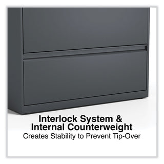 Alera® Lateral File, 5 Legal/Letter/A4/A5-Size File Drawers, Charcoal, 36" x 18" x 64.25" (ALEHLF3667CC)
