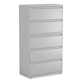 Alera® Lateral File, 5 Legal/Letter/A4/A5-Size File Drawers, Light Gray, 36" x 18" x 64.25" (ALEHLF3667LG)