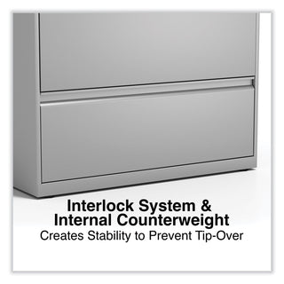 Alera® Lateral File, 5 Legal/Letter/A4/A5-Size File Drawers, Light Gray, 36" x 18" x 64.25" (ALEHLF3667LG)