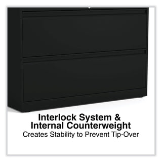 Alera® Lateral File, 2 Legal/Letter-Size File Drawers, Black, 42" x 18" x 28" (ALEHLF4229BL)