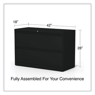 Alera® Lateral File, 2 Legal/Letter-Size File Drawers, Black, 42" x 18" x 28" (ALEHLF4229BL)